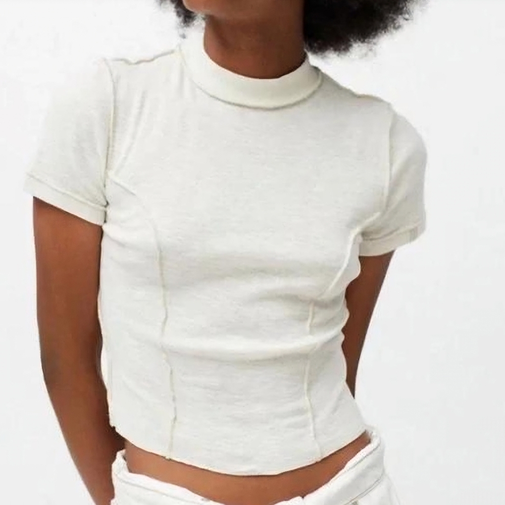 BDG Urban Outfitters Med Cotton Top Rough Cut Edges‎ Boho Fitted Natural